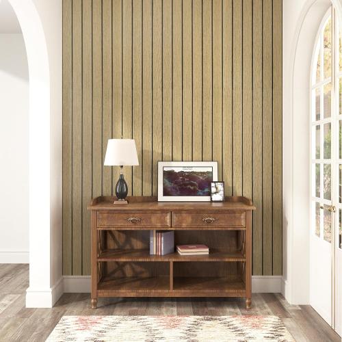 Brown 3D Wood Wall Panels Peel and Stick Fluted Wall Slat Panels | Self Adhesive Acoustic Wood Walls Panels Textured Slat Wooden Panel Wallpaper for Bedroom Living Room Studio 23.6x197