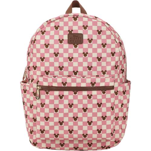 Disney Mickey Mouse Adult Pink Checkered 16.5 Travel Backpack