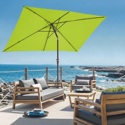 Size  6.5x10 ft Color Red Rectangular Patio Umbrellas Outdoor Market Umbrella with Push Button Tilt and Crank, Rectangle Table Umbrella 6 Sturdy Ribs UV Protection for Pool Garden Backyard Deck,