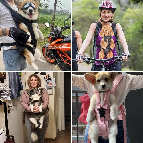 PetBonus Pet Front Dog Carrier Backpacks, Adjustable Pet Backpack, Legs Out Easy-fit Puppy Chest Carrier for Medium Small Dogs, Hands Free for Hiking, Cycling (Grey, M)