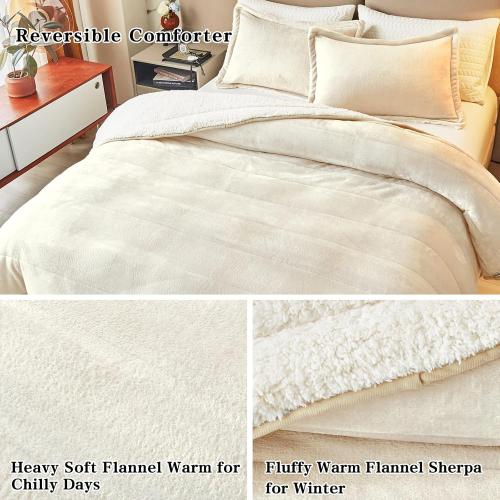 3-Layer Luxury Flannel Fleece Thick Bed Blanket Twin Size for Girls, Soft Plush Velvet Sherpa Blanket with 2 Pillow Shams Heavy Warm for Winter, Breathable n Washable, Cream White