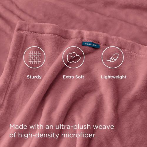 Bedsure GentleSoft Fleece Throw Blanket for Couch Dusty Rose - Lightweight Plush Fuzzy Cozy Soft Blankets and Throws for Sofa, 50x60 inches