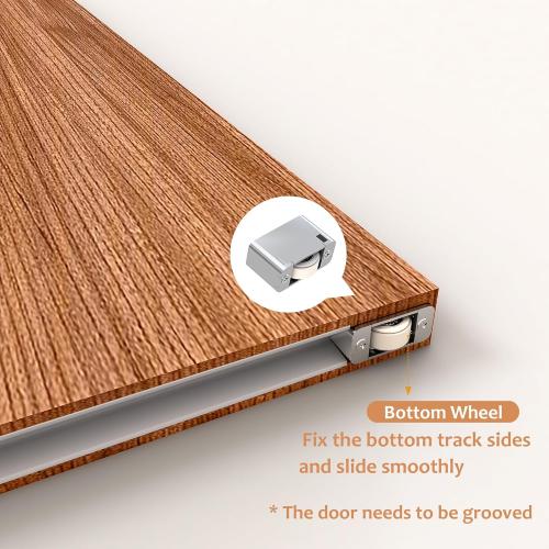 JUBEST 32 Concealed Barn Door Hardware Kit with Soft Close Mechanism, Wall Mounted Invisible Sliding Door Track for Opening Width 24 to 28, Hidden Barn Door Hardware Kit, Door Needs Groove