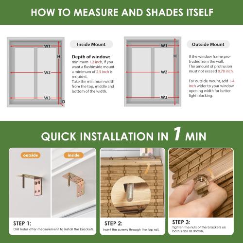 LazBlinds Cordless Bamboo Roman Shades, Privacy Blinds for Interior Windows, Room Darkening Roll Up Bamboo Blinds for Home & Patio, 30 W x 64 H, Highfield Teak