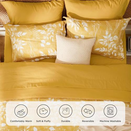 Bedsure twin Comforter Set - 2 Pieces Floral Yellow Soft Bedding Sets