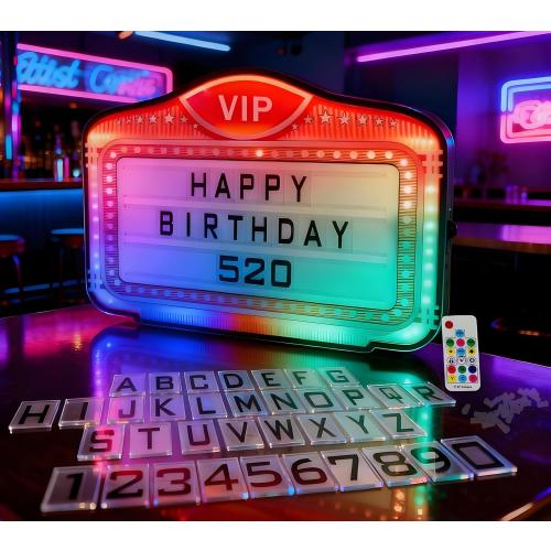 Bottle Service Sign, VIP LED Letter Bottle Presenter, Color Display Lights with 4 Sets Letters & 1 Numbers Kit, Hand Holding Light Box Sign for Party, Bar & Night Club (vip)
