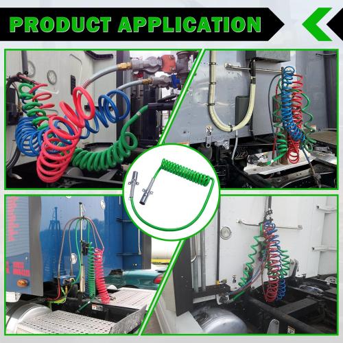 CheeMuii 7 Way Coiled Trailer Cord 15FT Long Tail ABS Electrical Power Wire Air Brake Coiled Electric Cable for Semi Trucks Trailers Tractors