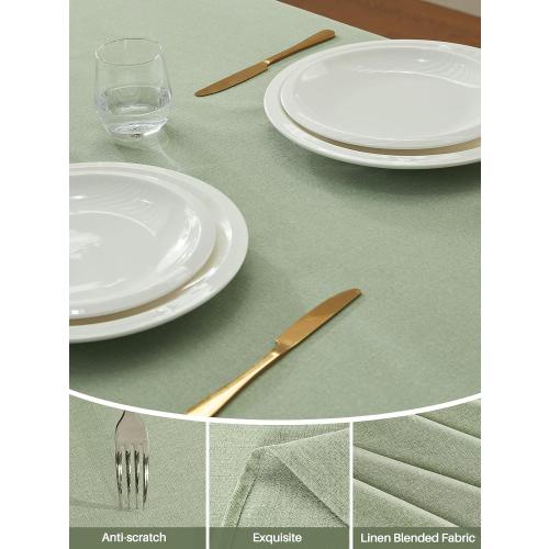 IVAPUPU Textured Linen Rectangle Table Cloth, Sage Green, 52 x 70 Inch