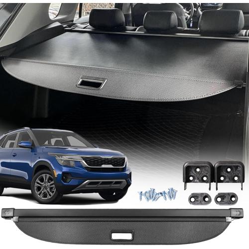 Cargo Cover for 2020-2024 Kia Seltos Accessories,(Carbon Fiber Texture) Retractable Trunk Cover Fits for Kia Seltos 2020-2024 Accessories Rear Trunk Security Protector