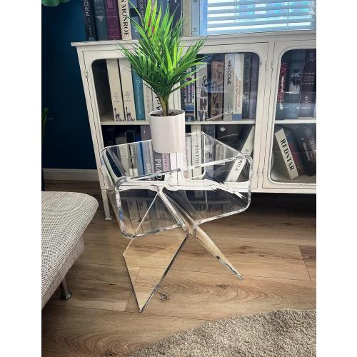 Acrylic Nightstand Side Table Modern Design Clear Home Decor Display End Table for Living Room (Clear)