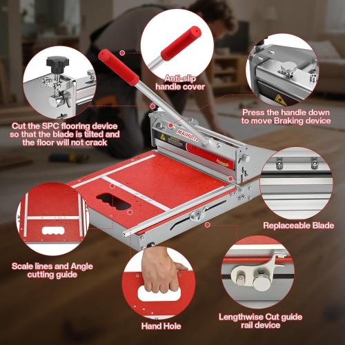 10mm Thick Floor Cutter - 13 Pro Vinyl Floor Cutter for LVP, LVT, WPC, SPC, PVC, VCT, Rigid Core Vinyl Flooring - Honing Stone Included - Manual Operation, No Electricity, No Noise