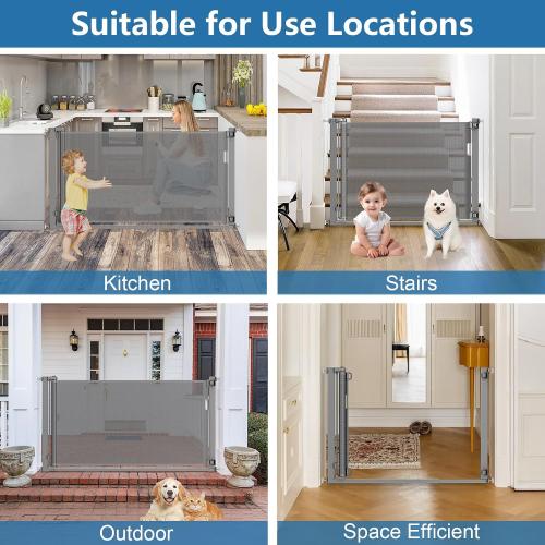 Malier Safety Innovations No Hole Retractable Baby Gate Mounting Kit for Stairs, Doorways, 36-60 Wide Pressure Mounted Mesh Baby Gate or Mesh Dog Gate Banister Adapter (Mesh Gate Not Included)