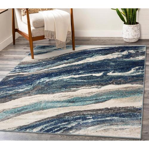 LUXE WEAVERS Lagos Collection 7983 Blue 8x10 Art Deco Area Rug