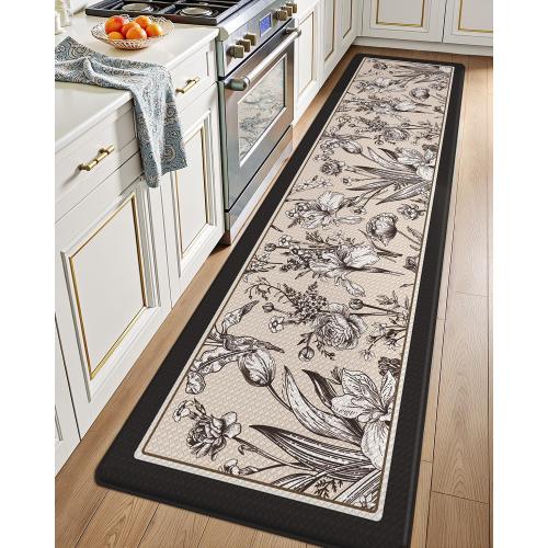 LUMI Anti Fatigue Kitchen Cushioned Mat for Floor, Padded Waterproof Runner for Standing, Stain Resistant Comfort Rugs for Home, Sink, Laundry, 24x87