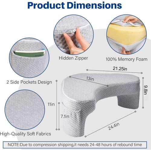 Reading Pillows for Sitting in Bed Adult, Soft Laptop Lap Desk, Cushy Desk, Extra Large Gaming Pillow with Pocket, Arm Rest Pillow for Couch Sofa Floor, Memory Foam Bed Rest Lap Pillow for Working (A)