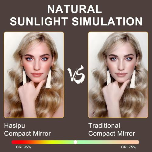 Hasipu LED Makeup Mirror with Bluetooth Speaker, 11 x 14 Hollywood Vanity Mirror with Lights, Rounded Rectangle White Frame, 3 Modes Light, Smart Touch Control Dimmable, 360°Rotation