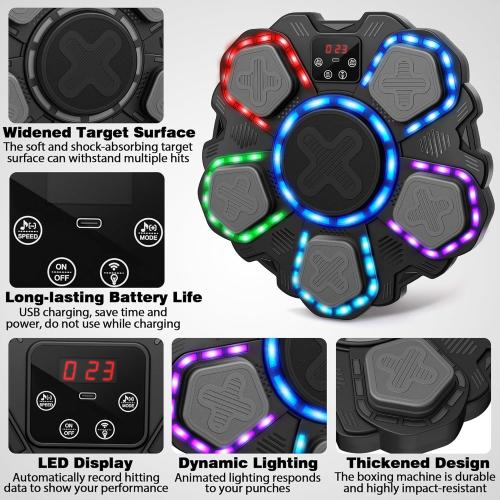 Music Boxing Machine Sport Toys for Kids and Adults,Wall Mounted Bluetooth Smart Punching Target,Training Pad Toy with Boxing Glove,Ideas Toys for Boys Girls Kids 3 4 5 6 7 8 9 10 11 12  Years Old