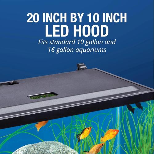 Tetra LED Hood 20 Inches By 10 Inches, Low-Profile Aquarium Hood With Hidden Lighting