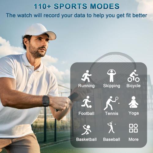 Smart Watch for Men Women, 1.95'' HD Curved Screen Smartwatch(Answer/Make Call), Fitness Tracker with 110  Sport Modes, IP68 Waterproof Fitness Watch with Heart Rate/Sleep Monitor/Pedometer, Purple