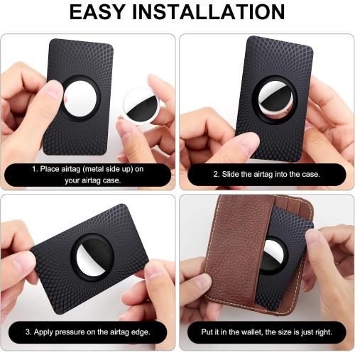 Compatible with Apple AirTag (1st & 2nd Generation), Ultra Thin AirTag Wallet Holder 2 Pack, Slim AirTag Card Holder Case for Purse, Handbag, Backpack, or Clutch