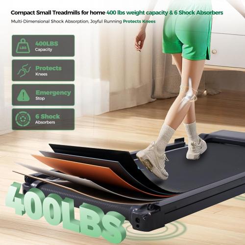 Compact Walking Pad with Handle Bar, Electric Treadmill with Handles and 3.5HP Powerful Motor, Portable Small Walking Pads Treadmill for Home Small Spaces,400LBS Weight Capacity