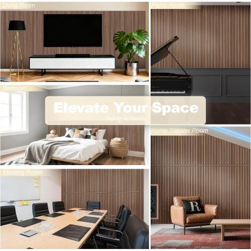 WoveN SounD Acoustic Wall Panels, Teak, 10 Pack, 47.2x23.6 in | Self-Adhesive, Peel and Stick, NRC 0.95, Premium Sound, Echo Proof, Slat Decor, Studio, Home, Office, Media Room