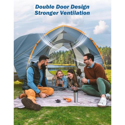 JOYTUTUS SUV Tent for Camping with Rainfly, Double Door Design Car Tent with Aluminum Poles, SUV Tailgate Tent with Waterproof PU2000mm Double Layer for 4-8 Person, Orange