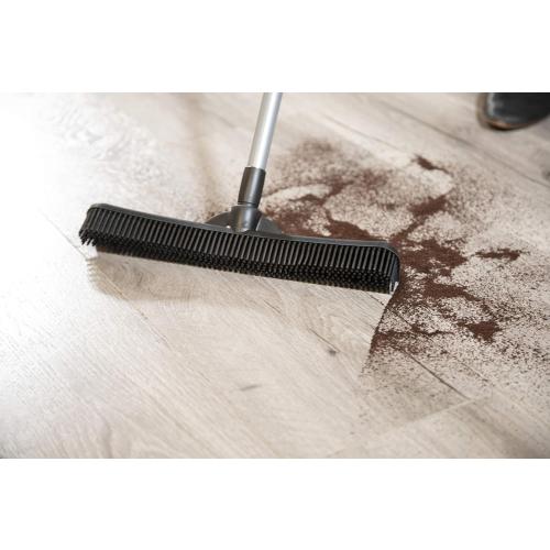 FURemover Compact Pet Hair Rubber Broom with Squeegee, with Handle That Telescopes up to 40 for Carpet, Tile and Hardwood