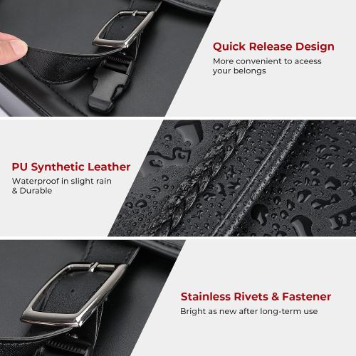 KEMIMOTO Synthetic Leather Motorcycle Saddlebags 30L (15Lx2) Universal Motorcycle Throw Over Saddle Bags Compatible with Sportster Dyna Softail Touring Models Vstar Shadow Wide Glide Black