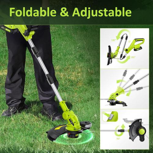 12 Cordless String Trimmer with 2 2.0Ah Battery and Charger, Electric Weed Wacker, Weed Eater Battery Powered, 20V Lawn Mower Lawn Edger, Auto Line Feed Grass Cutter Lightweight Garden Tools for Yard