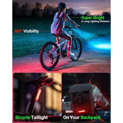 Victoper Bike Light, High Lumens Super Bright Bicycle Lite, 6 4 Modes USB Rechargeable Bike Headlight & Taillight Set, Waterproof Safety Bike Front & Rearlight for Road, Mountain, Night Riding