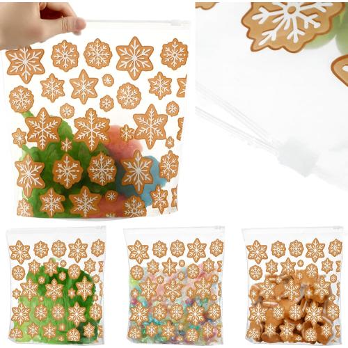 TaoBary 50 Count Food Slider Freezer Bags with Zipper 9 Inch Snowflake Transparent Reusable Storage Bags Leakproof Thickened PE Storage for Marinate Meats(Transparent and Yellow,Cookie Style)