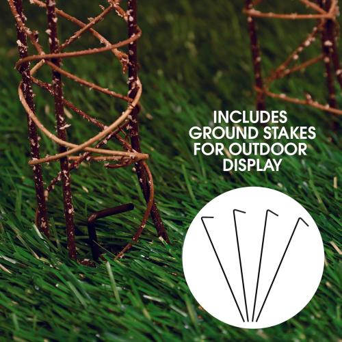Alpine Corporation 24H Outdoor Rattan Grazing Reindeer Lawn Decoration with White Lights , Christmas Decoration