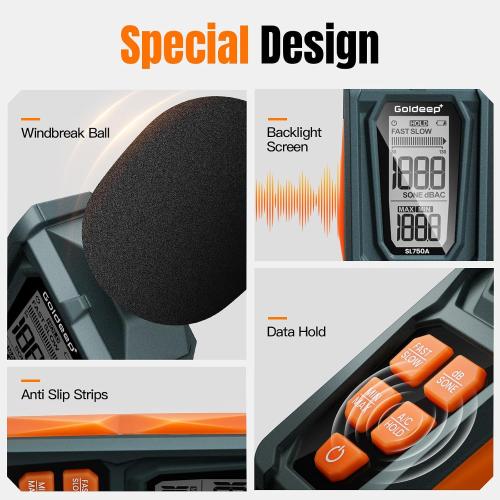 Decibel Meter, Goldeep SL750A Digital Sound Level Meter 30-130dB,