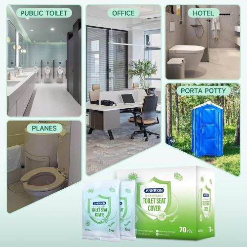 ‼️may be missing pcs ‼️Disposable Toilet Seat Covers, 70 PCS Individually Travel Pack, XL Waterproof & Adhesive Secure Fit for Public Restrooms, Airplane & Office Use