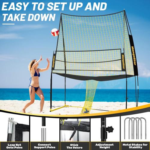 Mangostar Volleyball Training Equipment, Volleyball Net System with Freely Height-Adjustable for Backyard, Volleyball Practice Net for Serving Setting Spiking, Easy Set Up for Indoor and Outdoor Use