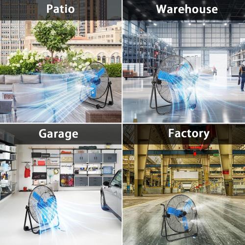 24 Inch Industrial Floor Fan High Velocity 8500 CFM Heavy Duty Outdoor Misting Fan with Aluminum Blades, 360  Adjustable Tilt Metal Fans for Workshop Patio Warehouse Factory Garage - UL Listed