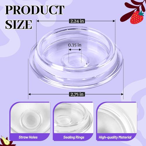 Joyclub 4 Pack Acrylic Lids Fit for 16 oz Glass Cups Clear Replacement Lids