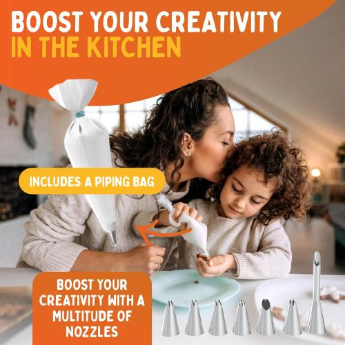 Churro Maker Machine & Cookie Press 4in1 Manual Churros Maker with Nozzles, Jerky Gun, Piping Kit, Cookie Press Gun, Make Churros, Cookies, Donuts, Baking Accessories Included (churreras para churros)