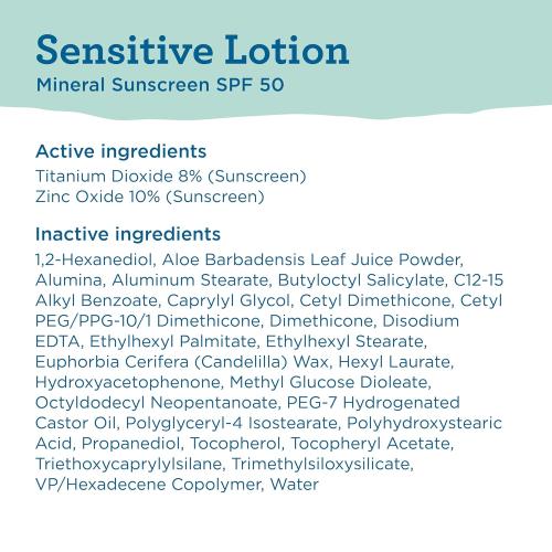 Blue Lizard SENSITIVE Mineral Sunscreen with Zinc Oxide, SPF 50 , Water Resistant, UVA/UVB Protection with Smart Bottle Technology - Fragrance Free, 8.75 oz.