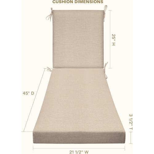 Honeycomb Outdoor Heritage Chaise Cushion for Patio Furniture, 21.5 x 70 | Textured Solid Almond Chair Cushion, Water & Fade Resistant, Reversible Design, Removable Cover for Outdoor Furniture