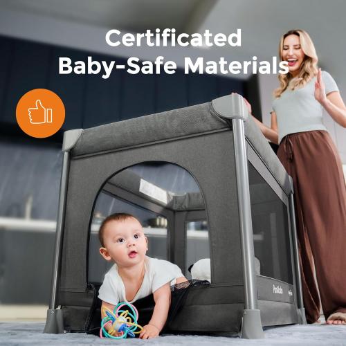 Pamo Babe 1 Step Setup 5-in-1 Playard for Babies - Portable Crib with Independent Bassinet & Changing Table