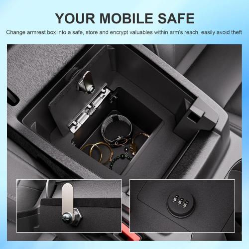 SZYANG Center Console Safe Organizer Compatible with 23-26 Chevy Colorado | GMC Canyon Lock Box Console Safe Vault Replacement for 2023-2026 Chevy Colorado Accessories
