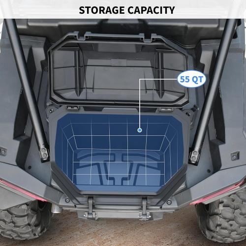 SAUTVS UTV 55 QT Rear Cargo Box for Polaris RZR XP 1000 / XP4 1000 2024 2025 Accessories, Poly Water Resistant Rear Cargo Storage Box Trunk Bed Bin, Replace OEM #2884525