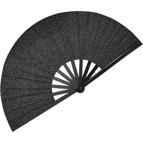3PACK...Amajiji Rave Fans, Large Folding Hand Fan Popping Fan for Line Dancing, Big Clacking Fans Clap Fans Festival Fans Foldable for Boots On The Ground Dance,Music Festival, Party (Black)