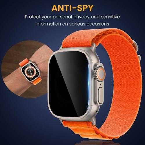 [3 Pack Privacy Screen Protector for Apple Watch Ultra 3 49mm Accessories, Anti-peep Tempered Glass Screen Protector Scratch Resistant Waterproof Anti-Spy Cover for iwatch Ultra 3/2/Ultra