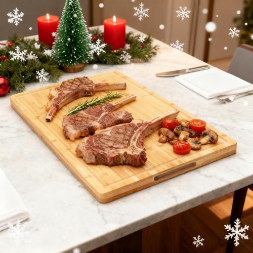Utoplike Extra Large XXXL Bamboo Cutting Board 24 x16 Inch, Largest Wooden Butcher Block for Turkey, Meat, Vegetables, BBQ, Over the Sink Chopping Board with Handle and Juice Groove, Thickness 1.25