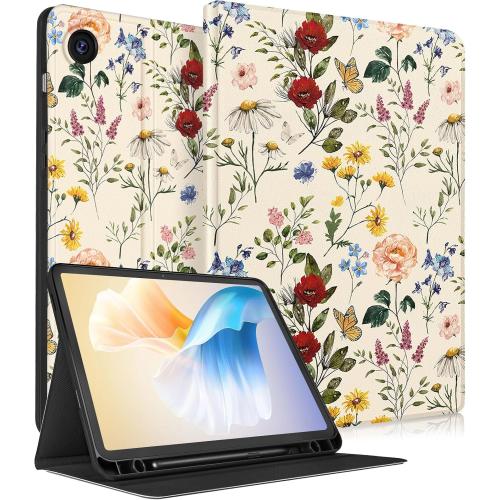 for Samsung Galaxy Tab A9 Plus Case 11 inch(SM-X210/X216/X218), Girls Women Cute Pretty Folio Cover with Pencil Holder, Auto Week/Sleep Design for Samsung A9  Plus Tablet Cases, Floral