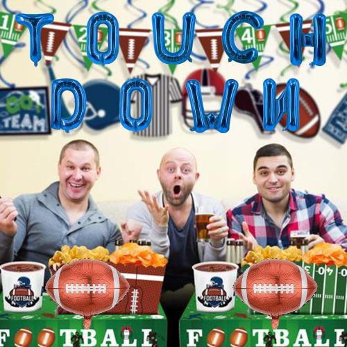 Blue Touchdown Balloons Football Balloons Rugby Birthday Party Balloons Letter Balloon for Football Birthday Party Decoration Sports Ballons Arch Kits Party Balloon Sets-11 PCS