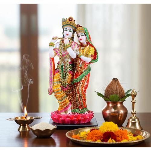 Size 16 eSplanade Resin Radha Krishna on Sofa Murti Idol Statue Sculpture (16 Inches)
